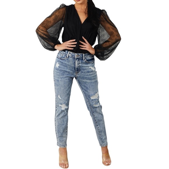 Judy Blue Medium Acid Wash High Rise Boyfriend Jeans plus size 16W - Picture 12 of 12